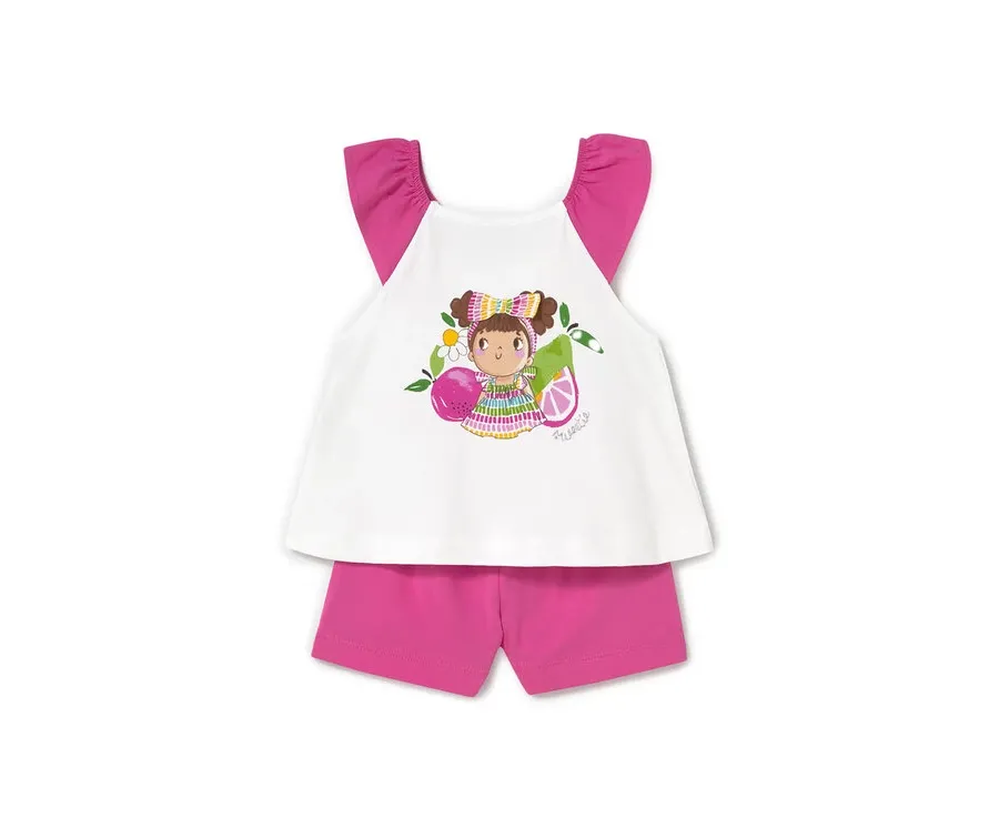 obrazek 1 Mayoral Komplet top i spodenki 1234 Różowy Regular Fit