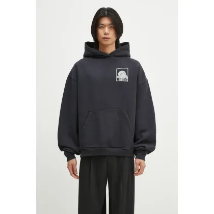 Zdjęcie RHUDE bluza bawełniana Moonlight Badge męska kolor granatowy z kapturem z nadrukiem RHPS25HO05012