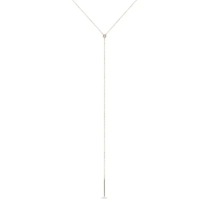 Zdjęcie Naszyjnik z żółtego złota z diamentem w oprawie bezel KLENOTA