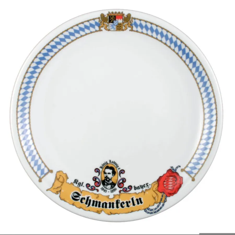 obrazek 1 Okrągły porcelanowy talerz obiadowy 27 cm zdobiony bawarskim motywem z Niemiec - Seltmann Weiden