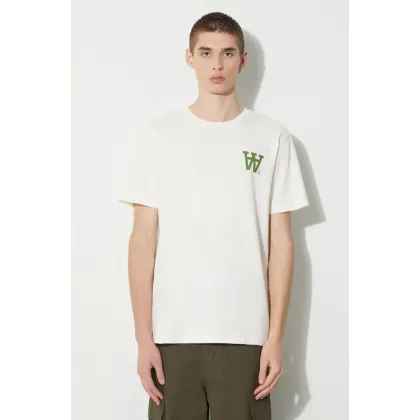 Zdjęcie Wood Wood t-shirt bawełniany Ace AA Logo męski kolor beżowy z nadrukiem 10285709.2222