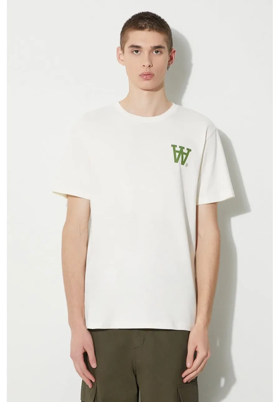 obrazek 1 Wood Wood t-shirt bawełniany Ace AA Logo męski kolor beżowy z nadrukiem 10285709.2222