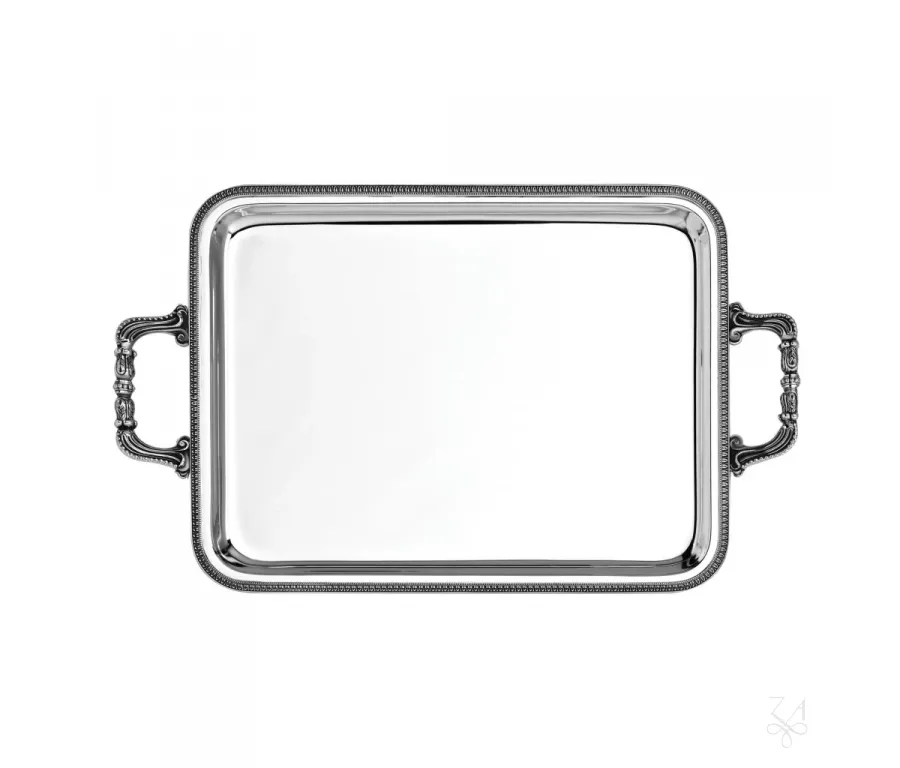 obrazek 1 Ekskluzywna prostokątna srebrna taca Impero 55×43 cm z rączkami - Zaramella Argenti