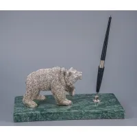 Zdjęcie Ekskluzywna figura niedźwiedzia na podstawie + długopis z Włoch - ArtBe