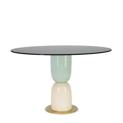 Zdjęcie Stół jadalniany z dwoma symetrycznymi elementami ceramicznymi H.75xDia.120 cm