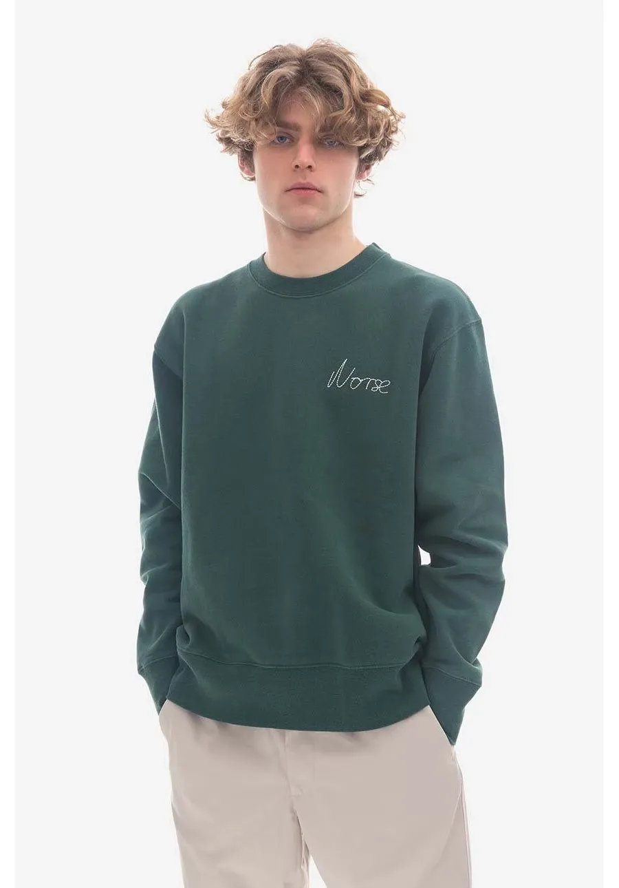 obrazek 1 Norse Projects bluza bawełniana męska kolor zielony gładka N20.1347.8112-8112