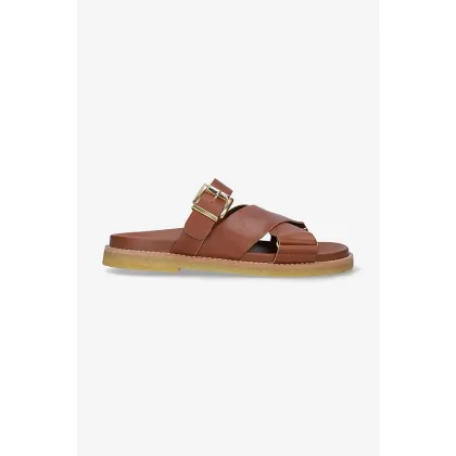 Zdjęcie Clarks Originals klapki skórzane Desert Cross kolor brązowy 26164393