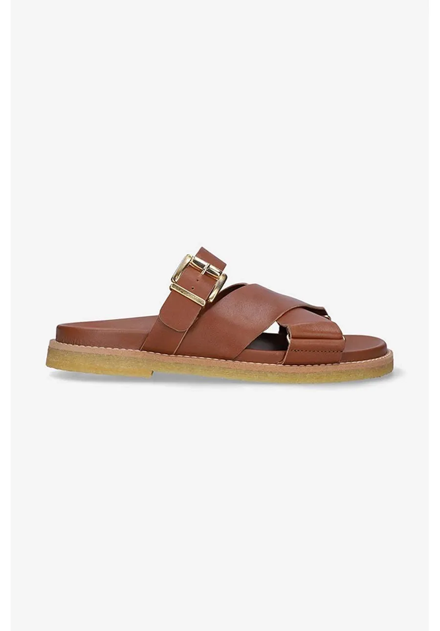 obrazek 1 Clarks Originals klapki skórzane Desert Cross kolor brązowy 26164393