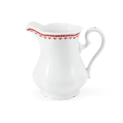 Zdjęcie Stylowy dzbanek na mleko z porcelany zdobiony czerwonym ornamentem - Leander