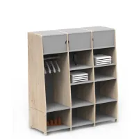 Zdjęcie Drewniana potrójna garderoba usamodzielniająca dziecko 150cm ASYMETRY - MONTESSORI - Mathy by Bols