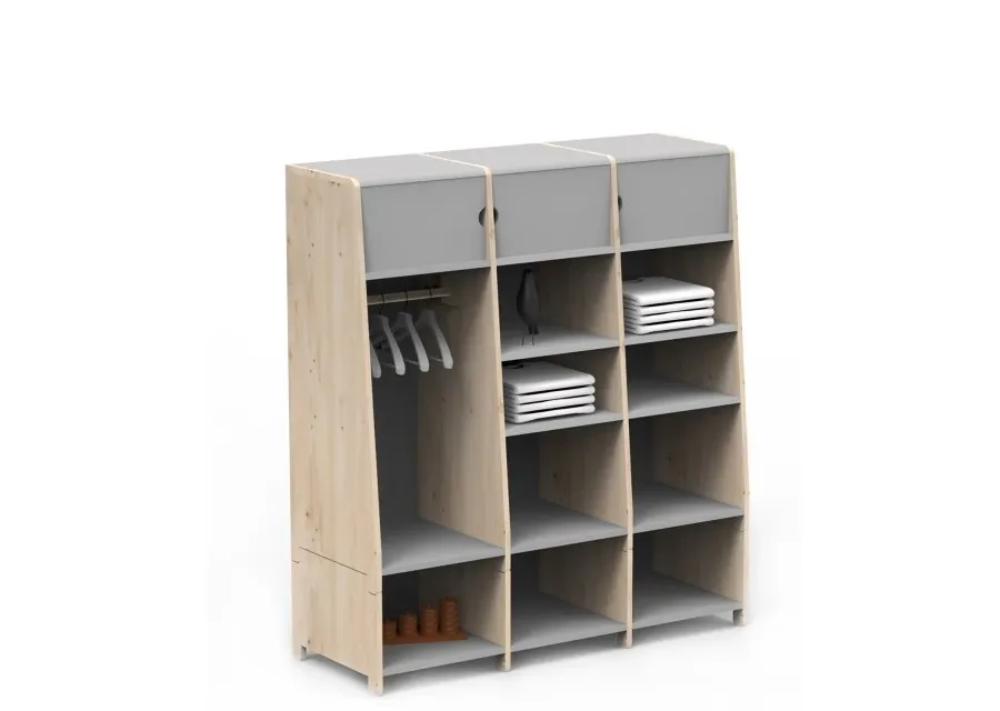 obrazek 1 Drewniana potrójna garderoba usamodzielniająca dziecko 150cm ASYMETRY - MONTESSORI - Mathy by Bols