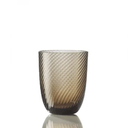 Zdjęcie Wyszukana włoska szklanka do wody ze szkła Murano w kolorze brązowym