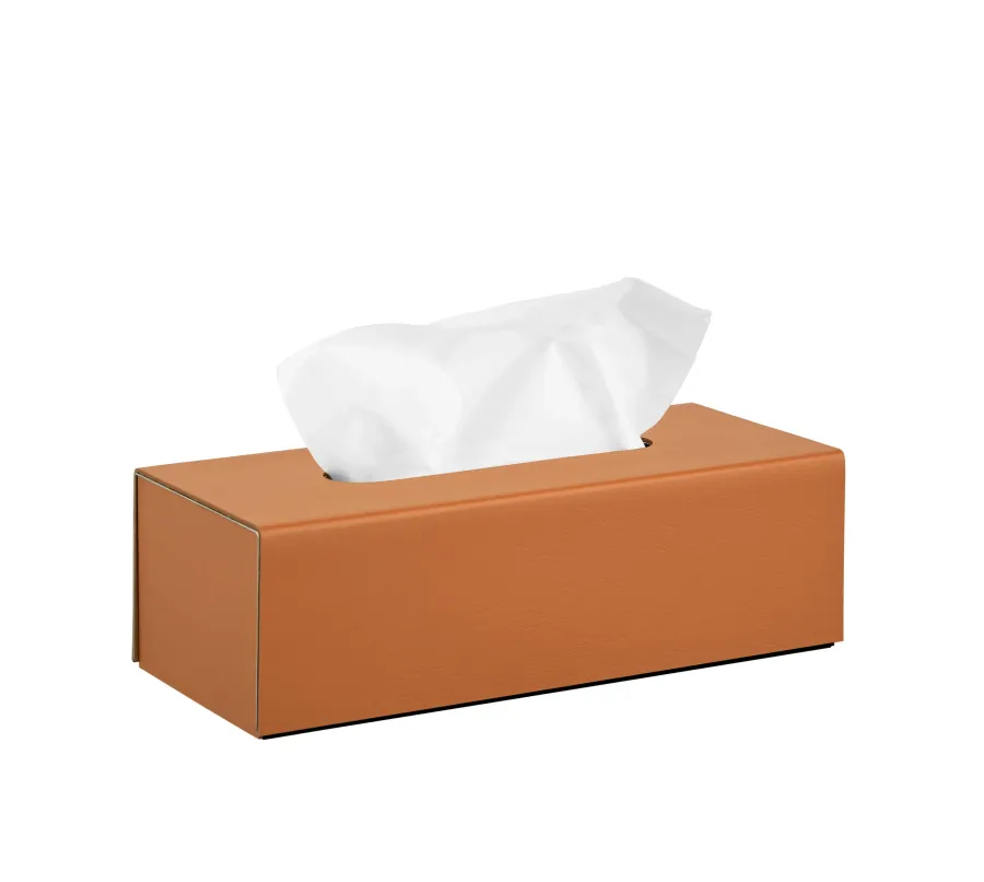 obrazek 1 Wyjątkowe skórzane pudełko na chusteczki 25x12xH8 cm w kolorze bursztynu