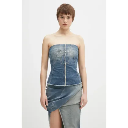 Zdjęcie Rick Owens DRKSHDW bluzka jeansowa Bustier Top damska kolor niebieski gładka DS01E3127.DWB