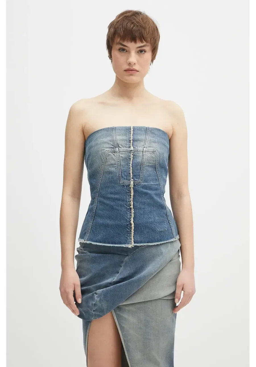 obrazek 1 Rick Owens DRKSHDW bluzka jeansowa Bustier Top damska kolor niebieski gładka DS01E3127.DWB