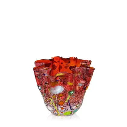 Zdjęcie Czerwony niebywały wazon ze szkła weneckiego (14 cm)