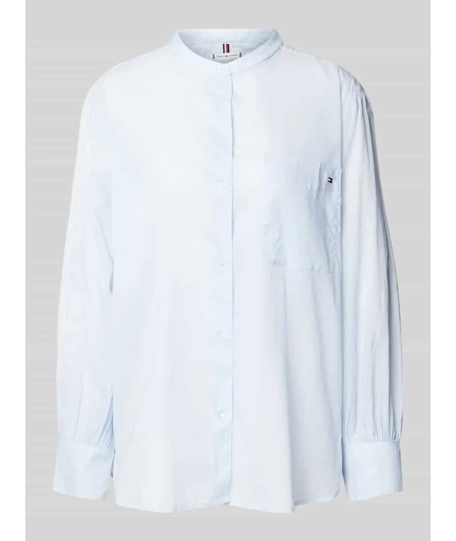 obrazek 1 Bluzka koszulowa o kroju easy fit z kieszenią na piersi model ‘COTTON VOILE’
