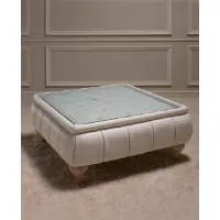 Picture Leather chesterfield style pouffe table