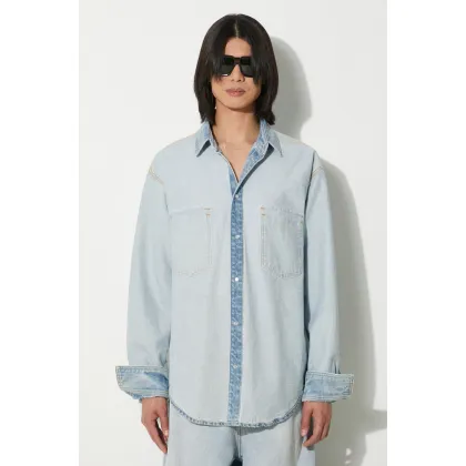 Zdjęcie VETEMENTS koszula jeansowa Inside-Out męska kolor niebieski relaxed z kołnierzykiem klasycznym UE64SH500N