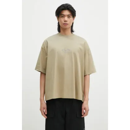 Zdjęcie VETEMENTS t-shirt bawełniany Oval Logo Cropped Boxy kolor beżowy z nadrukiem UA66TR600T