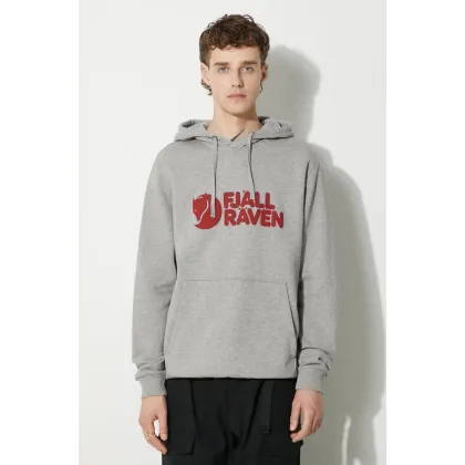 Zdjęcie Fjallraven bluza bawełniana Logo Hoodie męska kolor szary z kapturem wzorzysta F84144-020.999