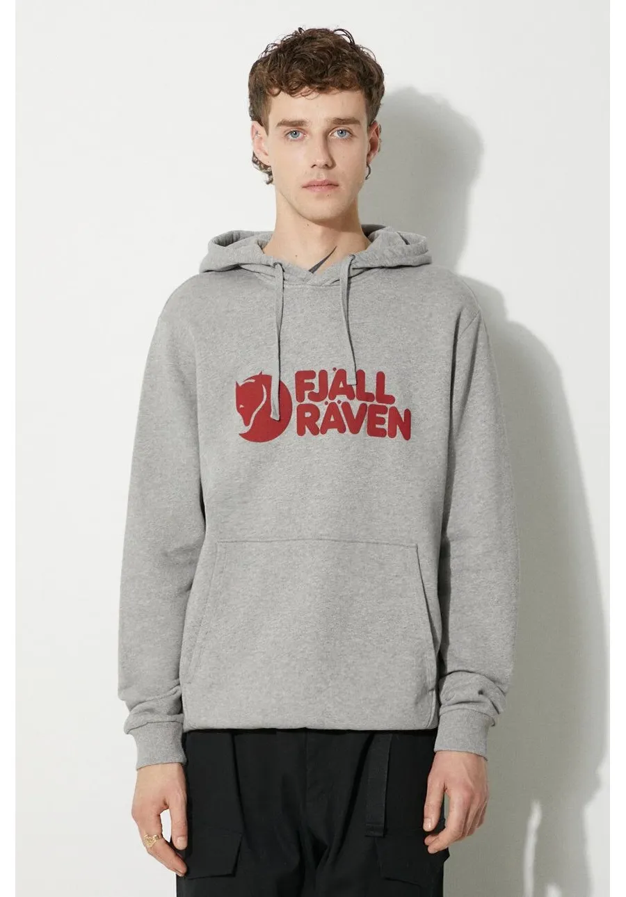 obrazek 1 Fjallraven bluza bawełniana Logo Hoodie męska kolor szary z kapturem wzorzysta F84144-020.999