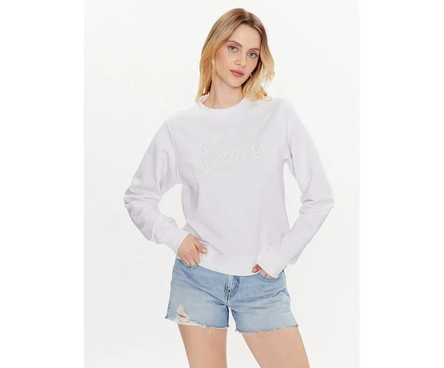 obrazek 1 Guess Bluza Logo Script W3GQ12 KBK32 Biały Regular Fit