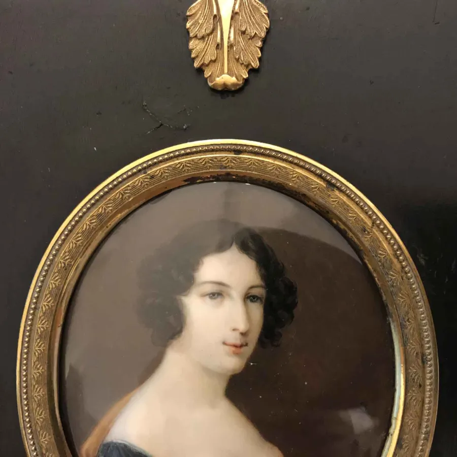obrazek 4 Reichel Portret kobiety 1812r. namalowany akwarelą na owalnej płycie z kości słoniowej