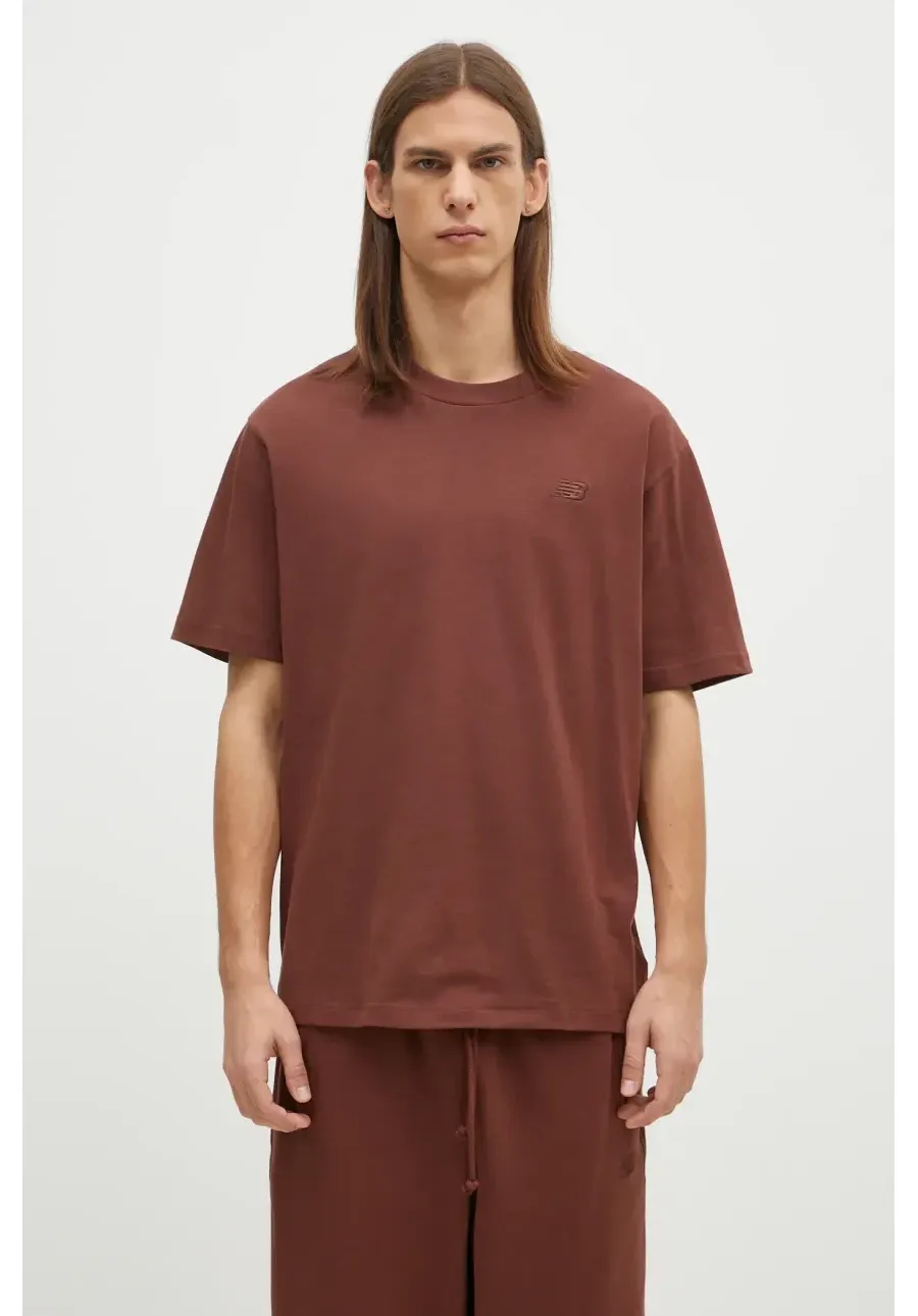 obrazek 1 New Balance t-shirt bawełniany męski kolor brązowy gładki MT41533ROK