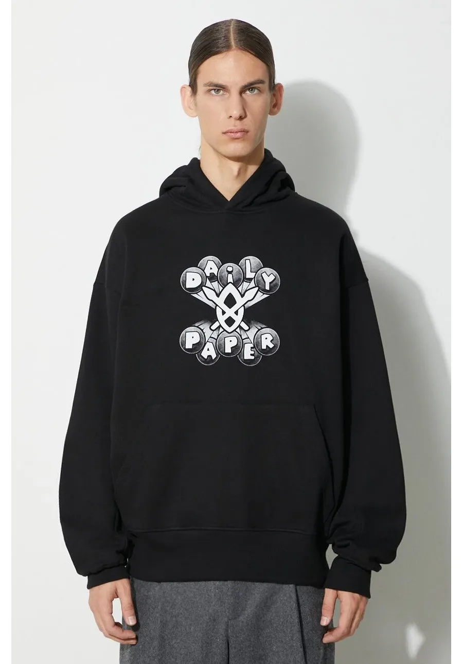 obrazek 1 Daily Paper bluza bawełniana Omar męska kolor czarny z kapturem z nadrukiem 2323062