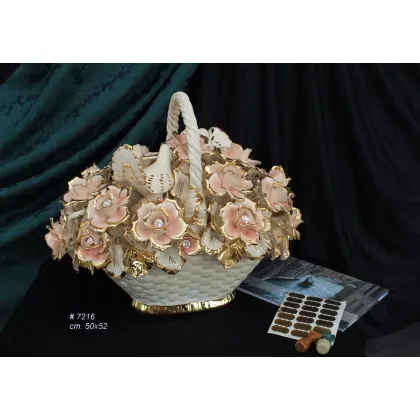 Picture Italian ceramic basket with decorations