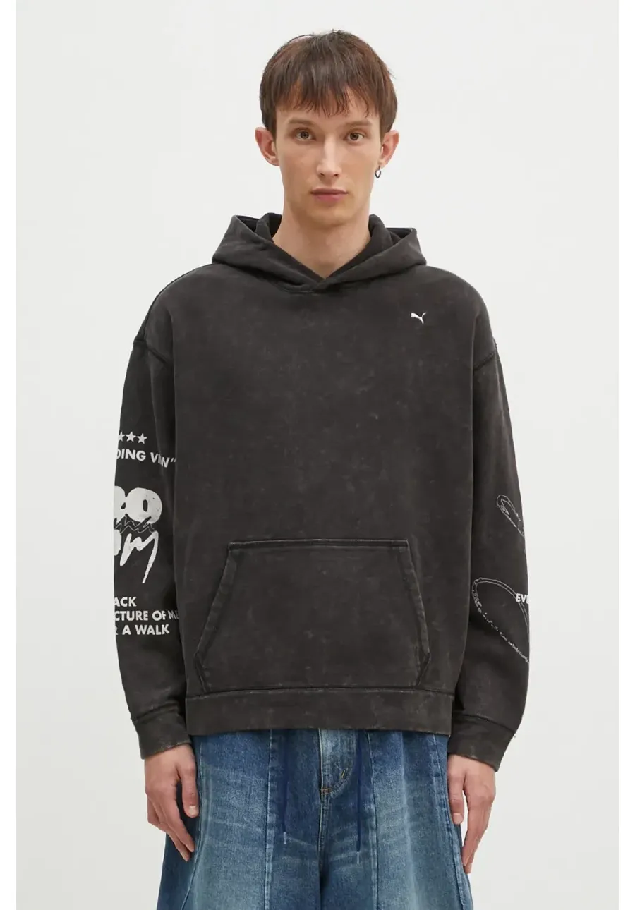 obrazek 1 Puma bluza bawełniana UNTERGRUND męska kolor czarny z kapturem gładka 626664