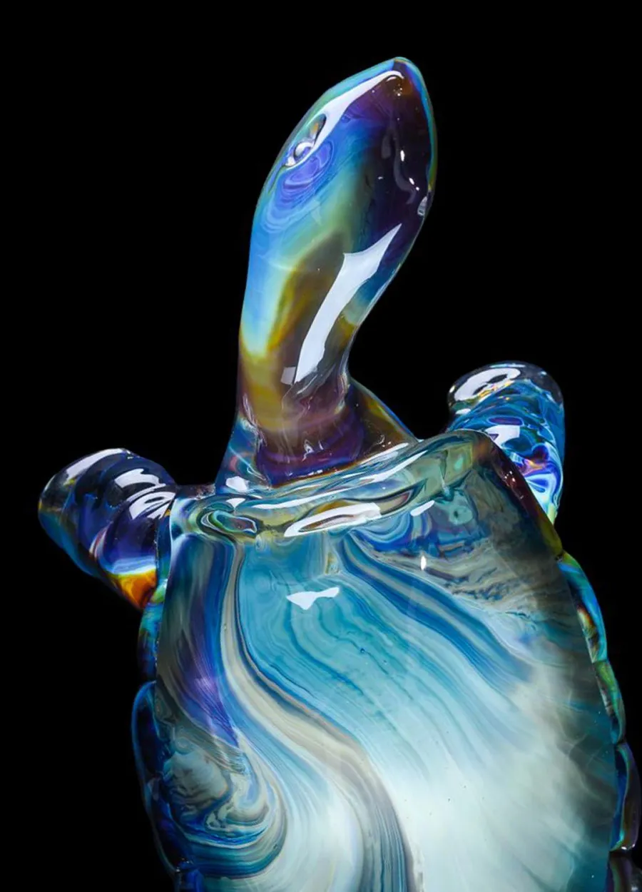 obrazek 2 Designerska rzeźba żółw w chalcedonie ze szkła Murano rozmiar L
