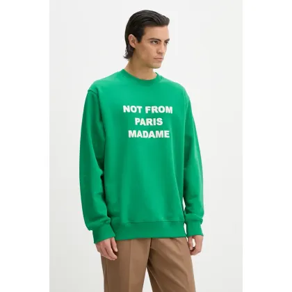 Zdjęcie Drôle de Monsieur bluza bawełniana Le Sweatshirt Slogan męska kolor zielony z aplikacją E.SW149.CO127.GN Le Sweatshirt Slogan