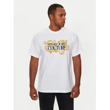 Zdjęcie Versace Jeans Couture T-Shirt 77GAHE05 CJ00E Biały Regular Fit