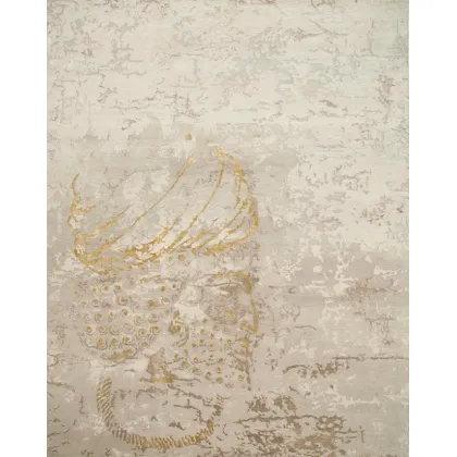 Zdjęcie Jasny dywan z wełny oraz tkaniny bambusowej z gustownym zdobieniem