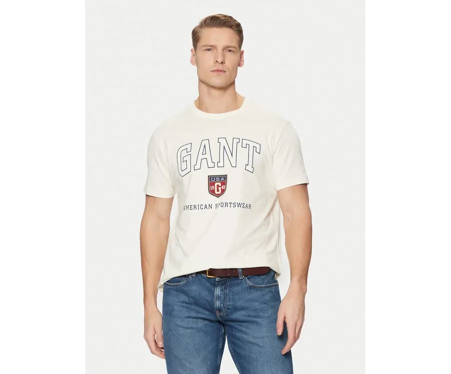 obrazek 1 Gant T-Shirt 2003290 Écru Regular Fit