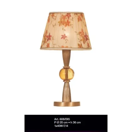 Zdjęcie Wyjątkowa lampka nocna z bursztynową kulą ze szkła Murano z kloszem w kształcie kwiatu – Il Paralume Marina