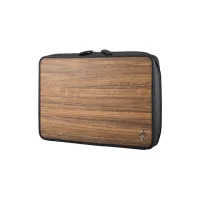 Picture Exclusive 13'' laptop bag made of black cowhide and natural Amazaque wood
