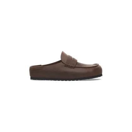 Zdjęcie Birkenstock klapki skórzane Naples Wrapped LEOI damskie kolor brązowy 1029700