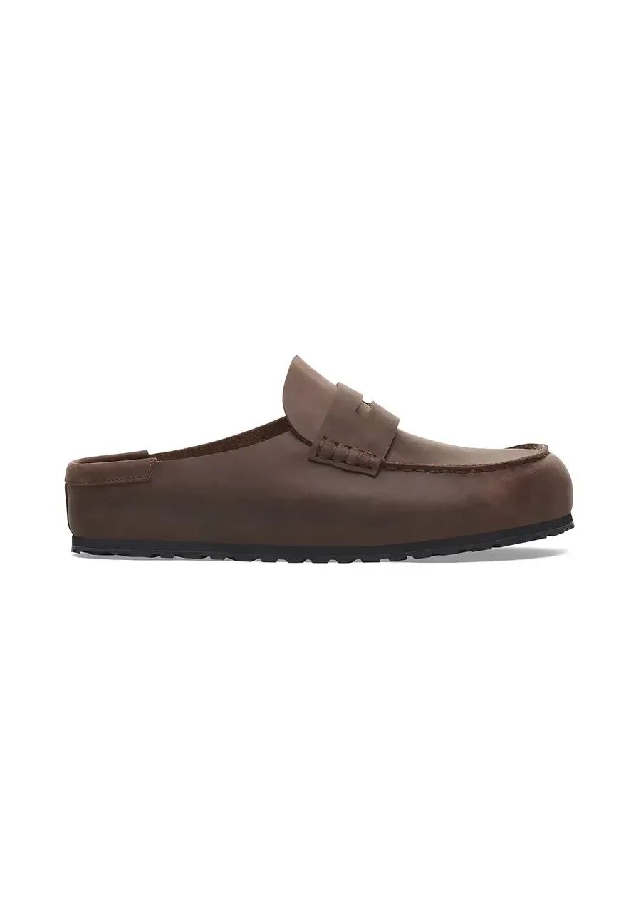 obrazek 1 Birkenstock klapki skórzane Naples Wrapped LEOI damskie kolor brązowy 1029700