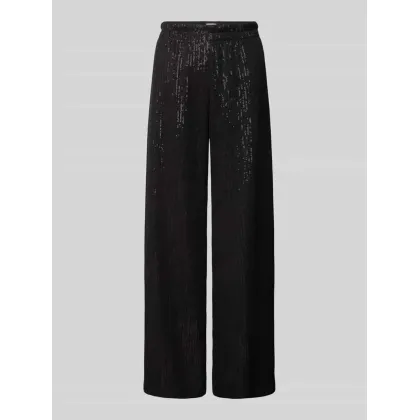 Zdjęcie Spodnie materiałowe z szeroką nogawką i fakturowanym wzorem