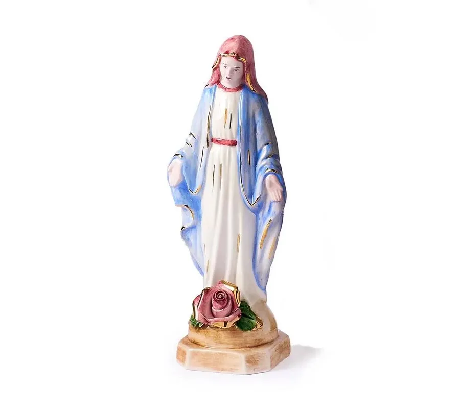obrazek 1 Ceramiczna figurka Matki Bożej z pojedynczą różą