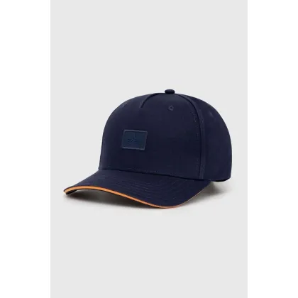 Zdjęcie Alpha Industries czapka z daszkiem bawełniana Essentials RL kolor granatowy z aplikacją 146900
