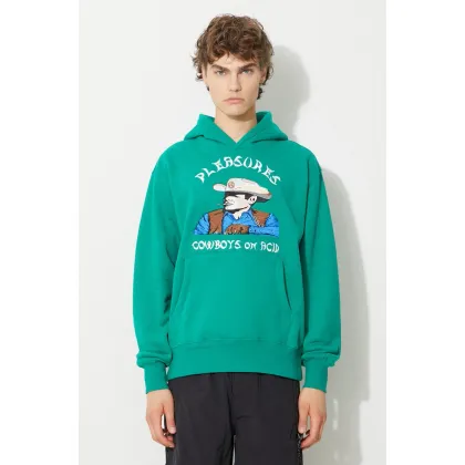 Zdjęcie PLEASURES bluza Rhythm Hoodie męska kolor zielony z kapturem z aplikacją P23SP024-GREEN