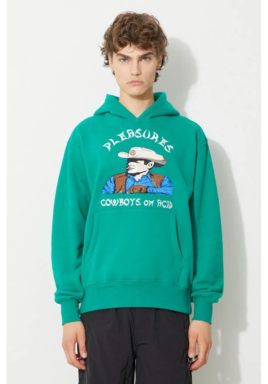 obrazek 1 PLEASURES bluza Rhythm Hoodie męska kolor zielony z kapturem z aplikacją P23SP024-GREEN