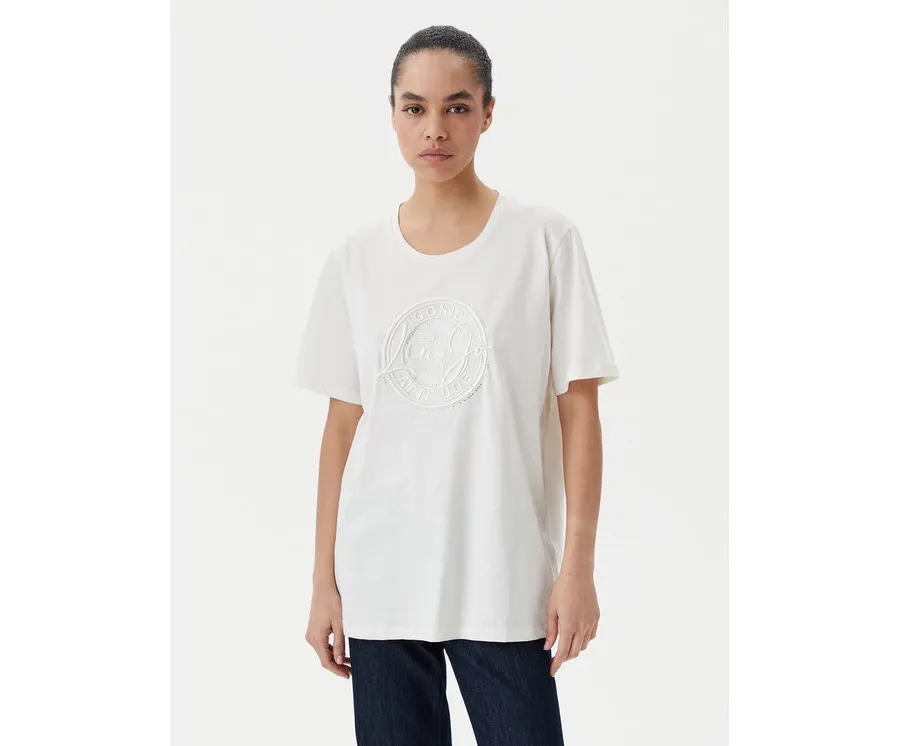 obrazek 1 Liu Jo Sport T-Shirt TA5174 JS923 Écru Regular Fit