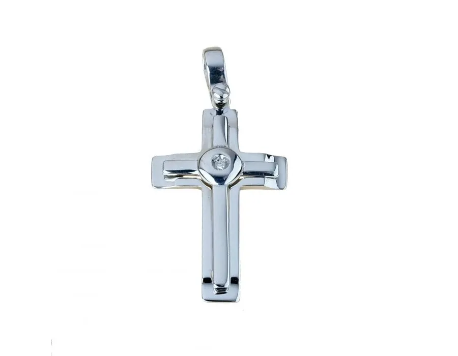 obrazek 1 Świetny męski błyszczący krzyż o śr.ct.0,01 wym.22x17mm.
