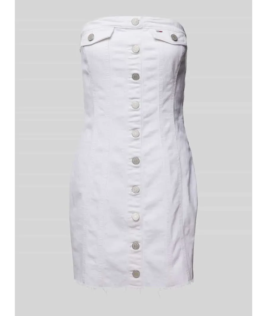 obrazek 1 Sukienka jeansowa z listwą guzikową w jednolitym kolorze