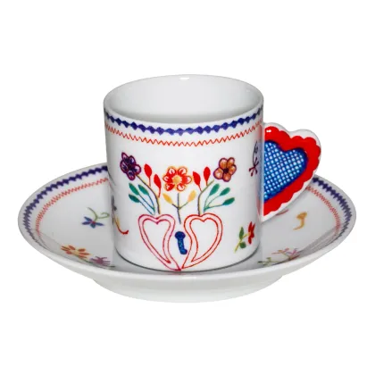 Picture Coffee cup and saucer inspired by Valentine's Day motifs from the Vila Verde collection - Vista Alegre